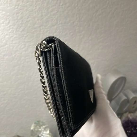 🖤🔥 EUC  PRADA MILANO TESSUTO NYLON BIFOLD WALLET, vintage with chain - Picture 5 of 13